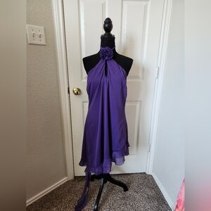 Purple Rosette Halter Dress 1x